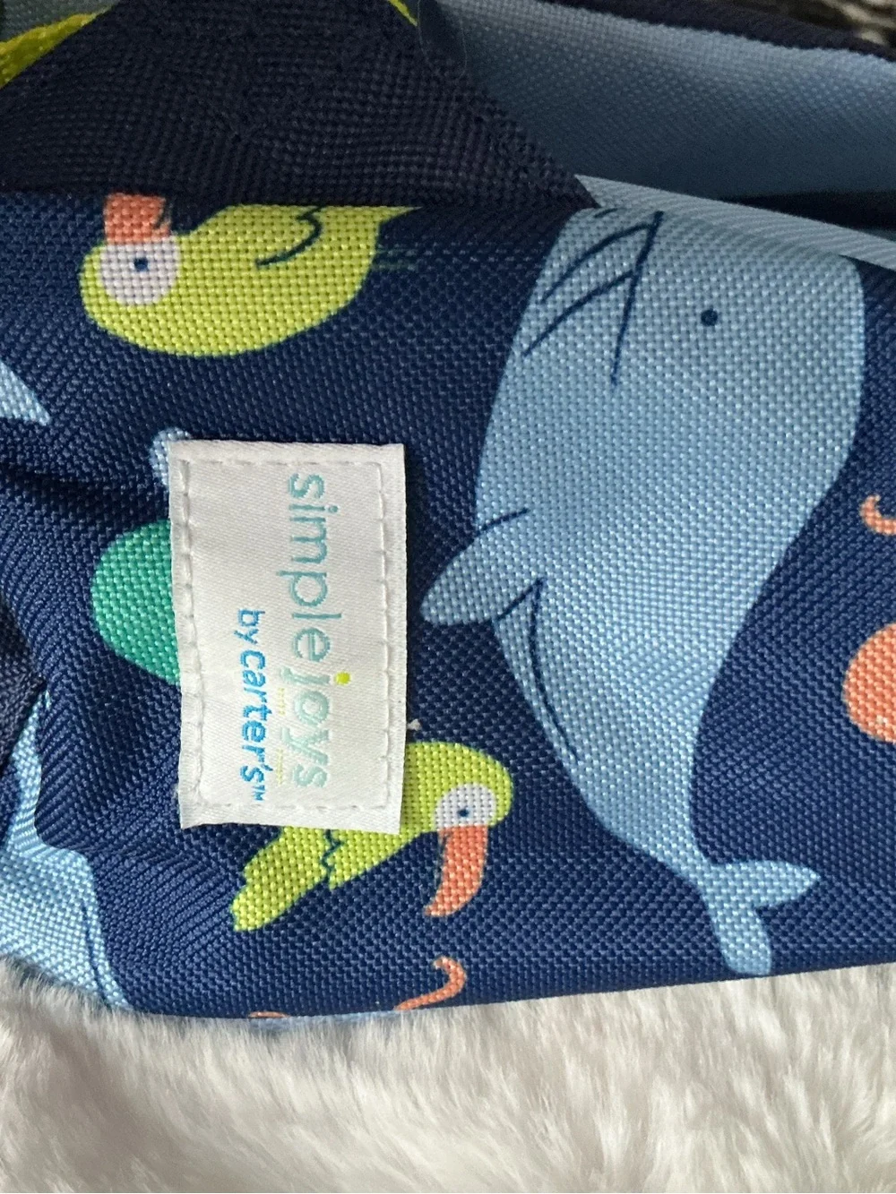 Carter's Navy Ocean Animal Kids Backpack with Lime Accents